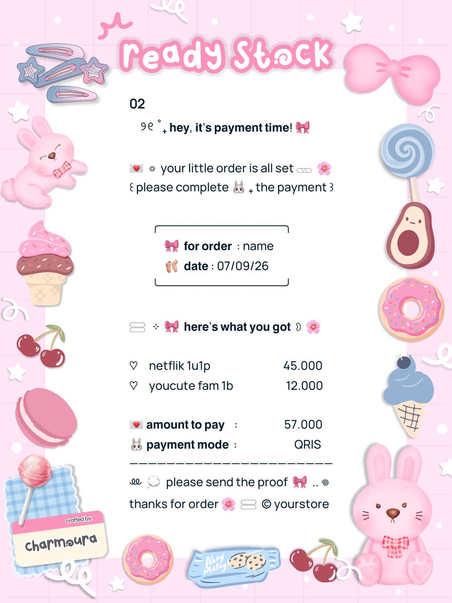 charmouraa's tweet photo. ㅤ
ㅤ៸៸   🎀   help  repost?  Sankyu   —   ”

ㅤ👛  ⋮   kOnichiwa🅰️，minAsann  ᲘᲘ
ㅤ ⠷ 𓄲   ready stock  🚚  💌  @ 7.000
ㅤ꒰  wording  ꒱  for receipt payment 𖦹
ㅤⓘ  bisa jemput  by DM  atau WA   💭
     #zonauang
ㅤ https://t.co/LyJPhfOtkF