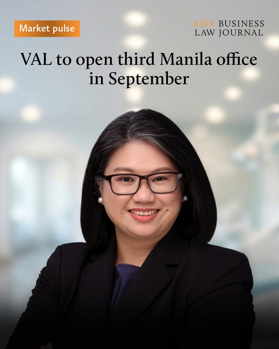 ABLJ_insights's tweet photo. Philippine law firm VAL will open an office in Bonifacio Global City (BGC) in September, founding and managing partner Ely Vasig has @ABLJ_insights.
Read more 👇
https://t.co/ed1mPGMHxz
#ablj #asia #philippines #lawfirms #lawyers #legal #law #news https://t.co/7XNLxf2OkZ