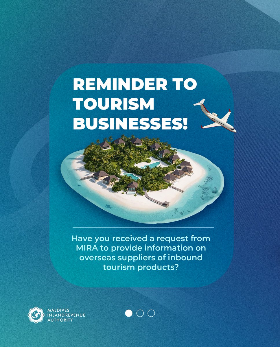 MIRAmaldives's tweet photo. If MIRA has contacted you requesting information on overseas suppliers of inbound tourism products, please submit the requested details at your earliest convenience. Your cooperation will support the implementation of the new GST destination principle rules and help ensure overseas suppliers are informed of their registration obligations.
#GulhigenMIRA