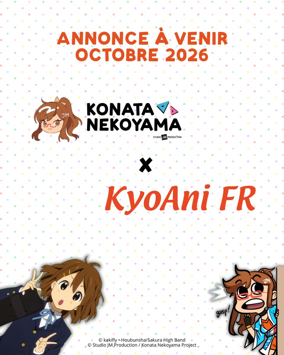 KyoAni_FR's tweet photo. 📢 Nous avons une annonce à faire... ✨

On en parle dès octobre avec @KonataNekoyama !

#KyoAniFR #KonataNekoyama https://t.co/qsw0pGqHz1