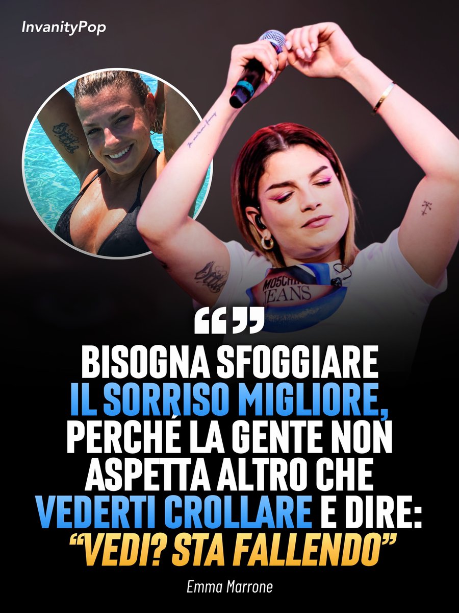 PatienceEndo's tweet photo. Bisogna sfoggiare il sorriso migliore, perché la gente non aspetta altro che vederti crollare e dire: “Vedi? Sta fallendo. ” — Emma Marrone https://t.co/kk5iertNs9