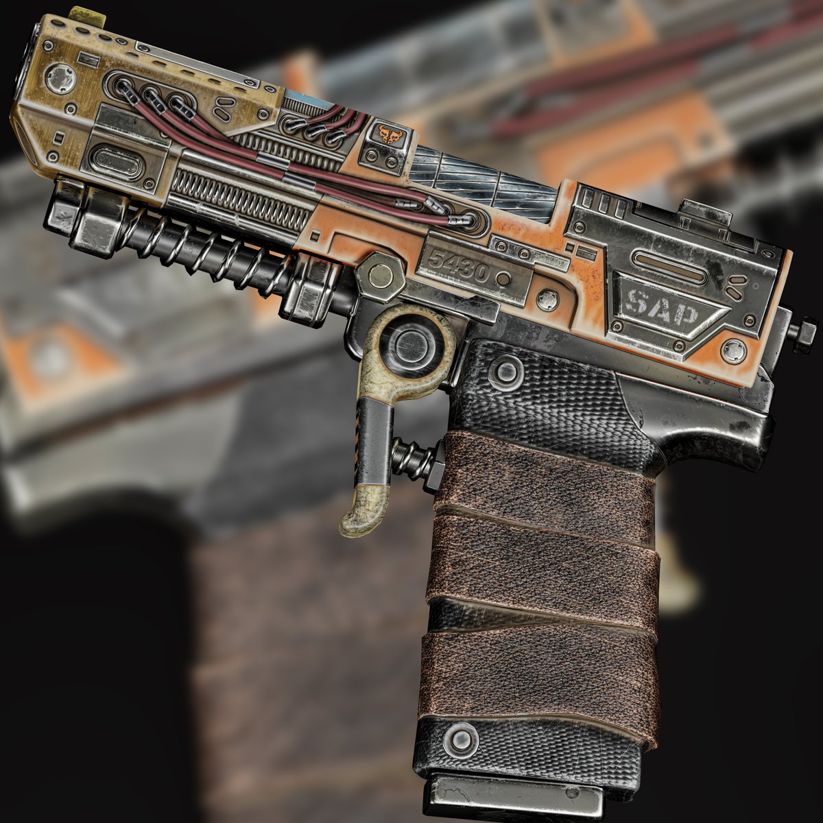 pixel_er_'s tweet photo. SAP | SYNAPSE

New pistol design 🔥
Made this one in collaboration with @Likhach123
A technical design with a strong steampunk vibe — exposed mechanisms, springs, wires, worn metal, and a leather-wrapped grip.

#Rust #gerrmanman #FcpnchStds
 #Steampunk https://t.co/qXjXeg8peM