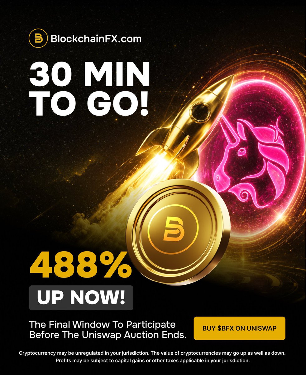 BlockchainCTOx's tweet photo. @🚨 FINAL 30 MINUTES 🚨

$BFX 488% 🆙 from launch on Uniswap 🚀

This is it! It ends in half an hour and trading goes live.

Final call. Buy $BFX now 👇

https://t.co/3yFnWc7uu9… https://t.co/zOXK3E6gGH