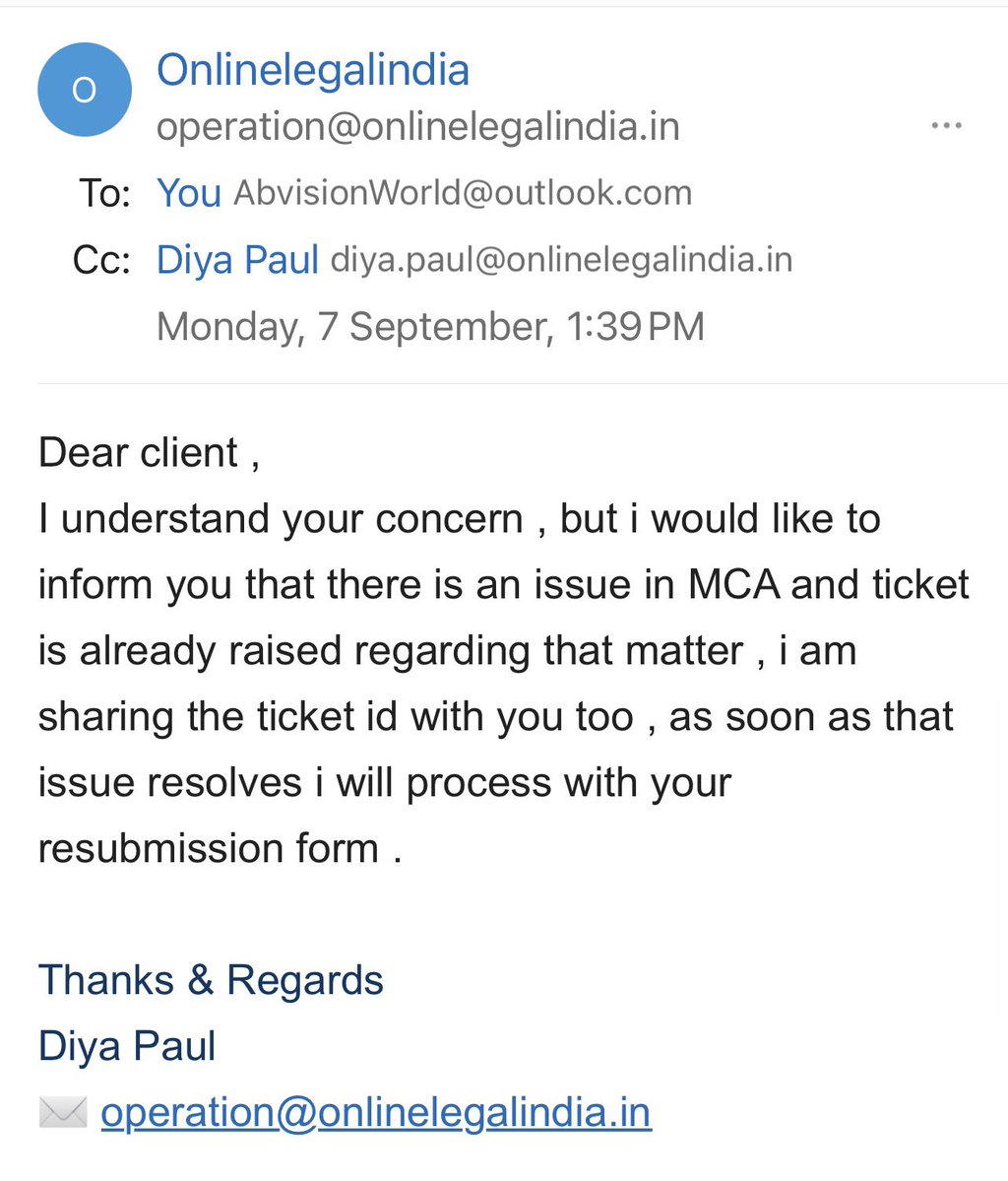 bbastola88's tweet photo. @OnlineLegalInd @jagograhakjago @SGanguly99 No it’s not resolved at all this kinda misleading email I received after a one week !! Instead of resubmission. @OnlineLegalInd @jagograhakjago @SGanguly99 https://t.co/h7tYtZAvjM