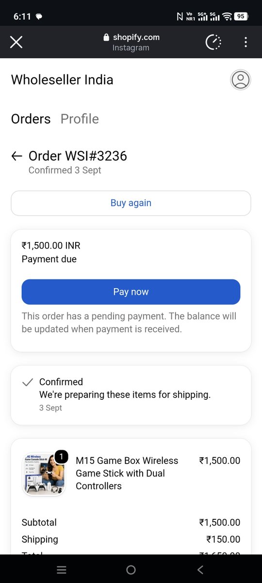 aasifqureshi05's tweet photo. And ye rhe order details, if anyone can help with this, @WholesellerIND @DehliPolice comments section me or bhi log h jinke sath hua hope aap help kre #scam #fraud #scammeralert #instagram https://t.co/0x795DqtfU