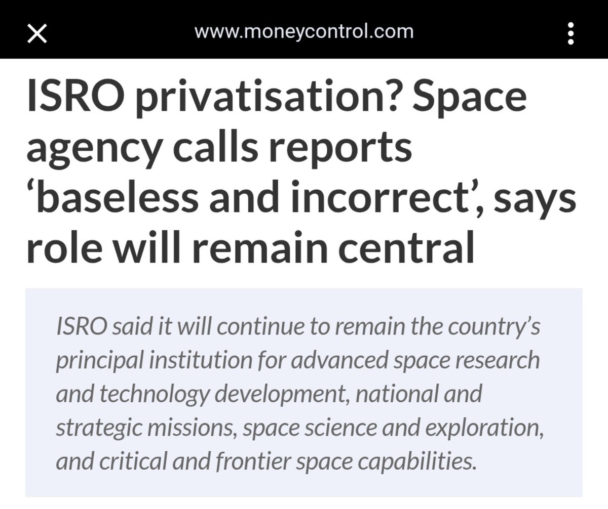the_anshrai's tweet photo. Good to see ISRO shutting down these baseless privatisation claims. 🇮🇳🚀 ISRO’s role in India’s space programme remains crucial. What’s changing is the scale of the space ecosystem—not the importance of ISRO.
#ISRO #India #Space #ISROIndia #SpaceIndia @ashusingh_tweet https://t.co/VNPUm88WvY