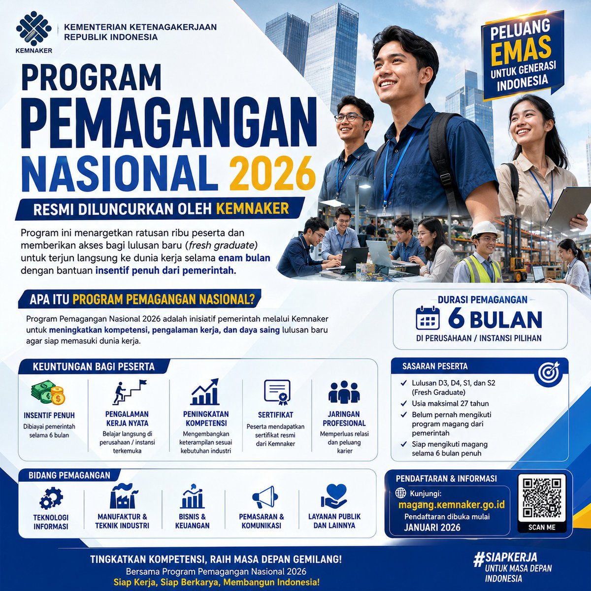 JanetBrawner2's tweet photo. Bukan cuma belajar teori, saatnya rasakan pengalaman kerja nyata! Kembangkan potensi, tingkatkan rasa percaya diri, dan perluas jaringan profesionalmu lewat Program Pemagangan Nasional. https://t.co/wGQMF8mjZO