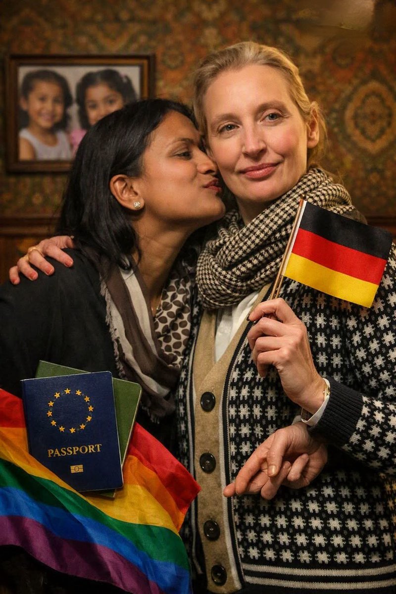 JoaoMaia2030's tweet photo. Diz-se contra homossexuais, mas é lésbica.

Diz-se contra imigração, mas a parceira é imigrante do Sri Lanka.

Diz-se contra adoção por casais homossexuais, mas tem duas filhas adotadas.

Diz-se patriota alemã, mas vive na Suíça.

É este o "modelo moral" da

extrema-direita? https://t.co/nI78KIL7zU
