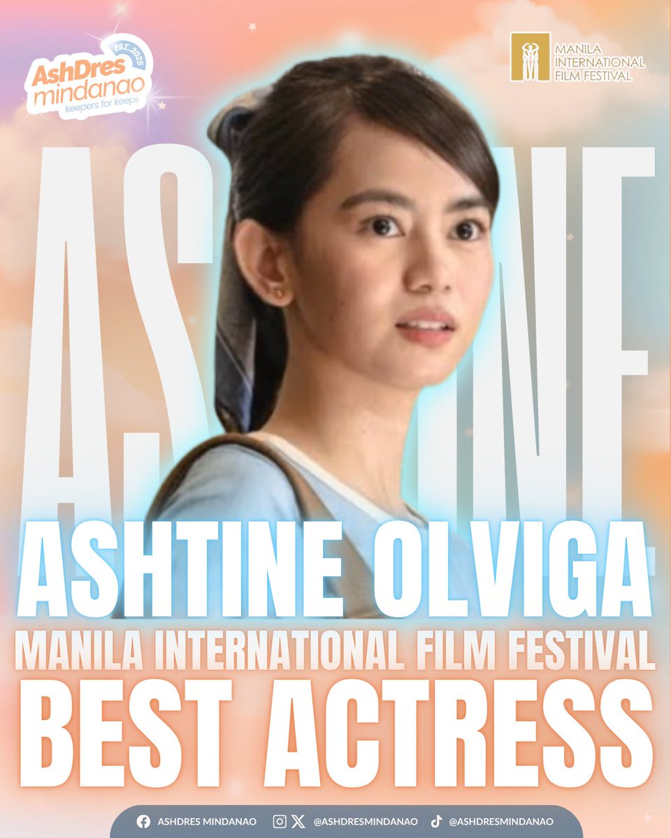 ashdresmindanao's tweet photo. SHE DID IT 🥹

Congratulations, Ashtine Olviga, for winning Best Actress at the Manila International Film Fest in Los Angeles for Manilas Finest! From every chapter of her journey to this moment, what a beautiful achievement. 

So proud of you, Ash 🫶 

#AshDres #AshtineOlviga #AndresMuhlach #AshDresMindanao