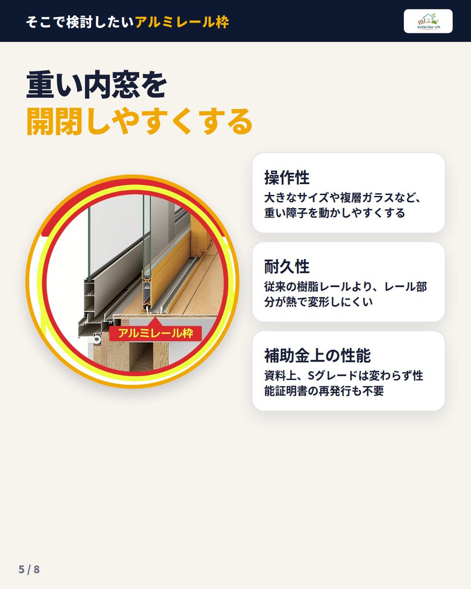 kokennet's tweet photo. 大きな内窓の開閉が気になるなら、取り付け前にアルミレール枠��確認。
重い障子を動かしやすくし、レール部分の耐久性も高めます。ただし後付けはできません。見積もり段階で選ぶ仕様です。

#インプラス #アルミレール https://t.co/mh5hL2UPwu