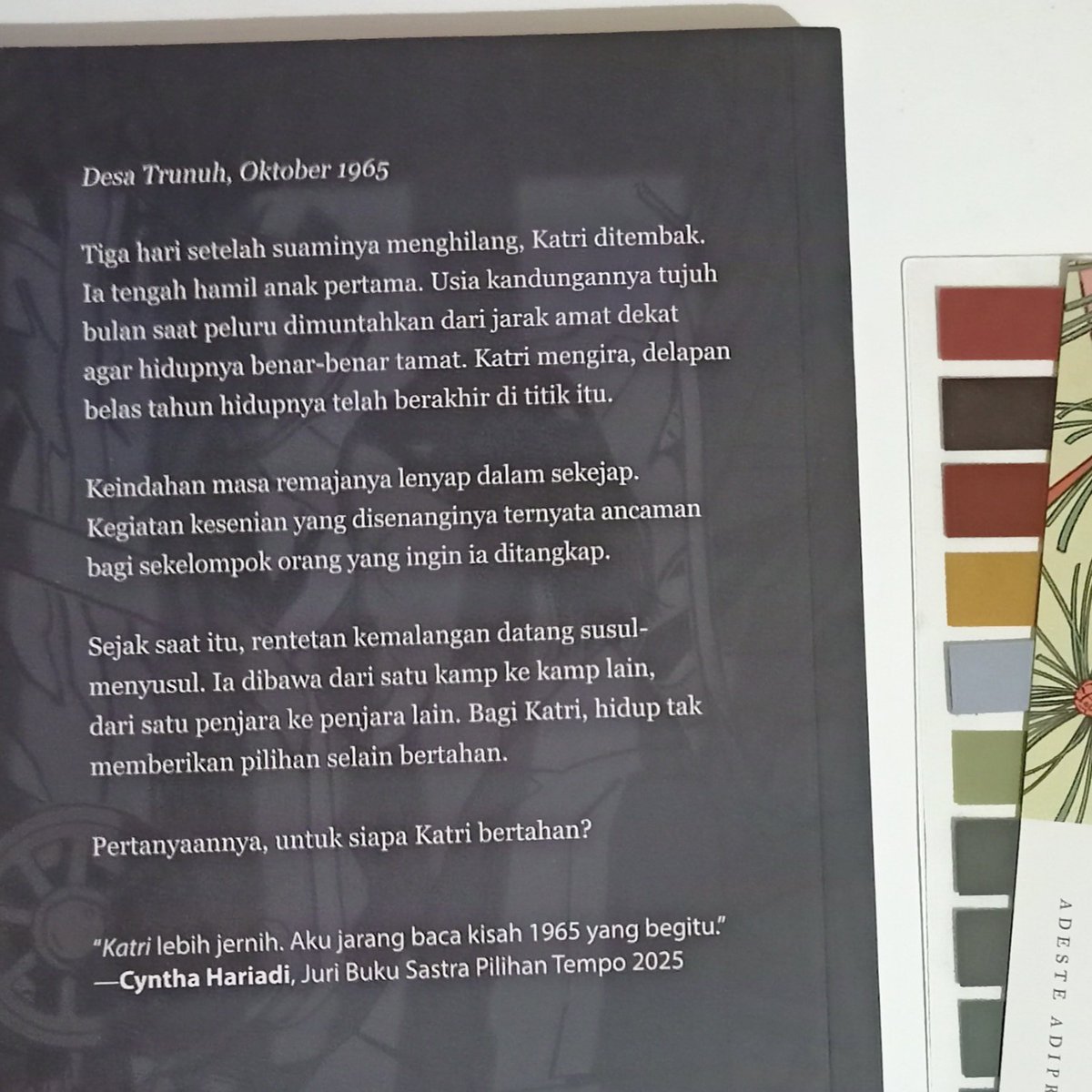 adhucprocess's tweet photo. ⋆. 𐙚˚࿔ currently reading 𝜗𝜚˚⋆

Title: Katri 
Writer: Adeste Adipriyanti
Genre: Historical Fiction 
Pages: 260
Start: 7 September 2026 🗓️

°❀⋆.ೃ࿔*:･°❀⋆.ೃ࿔*:･ https://t.co/YhcAgBvvDy