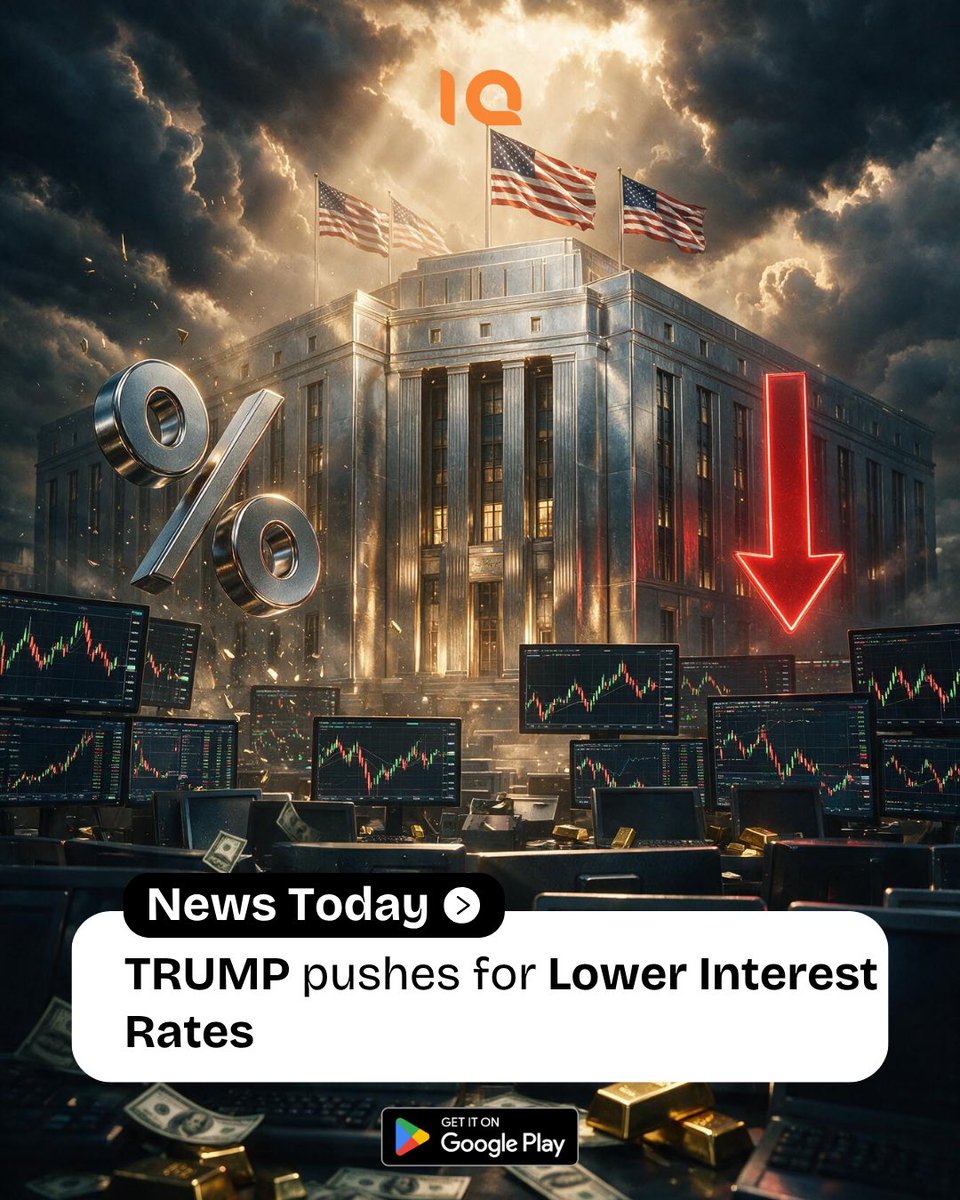 IQuotesGlobal's tweet photo. Trump wants lower interest rates—and says strong countries should keep borrowing costs low.

If rates are cut, major moves could hit the USD, Gold, and global stock markets.

Are you ready for the next market opportunity?

Follow IQuotes for real-time market insights and trading updates.

#IQuotes #MarketNews #Trading