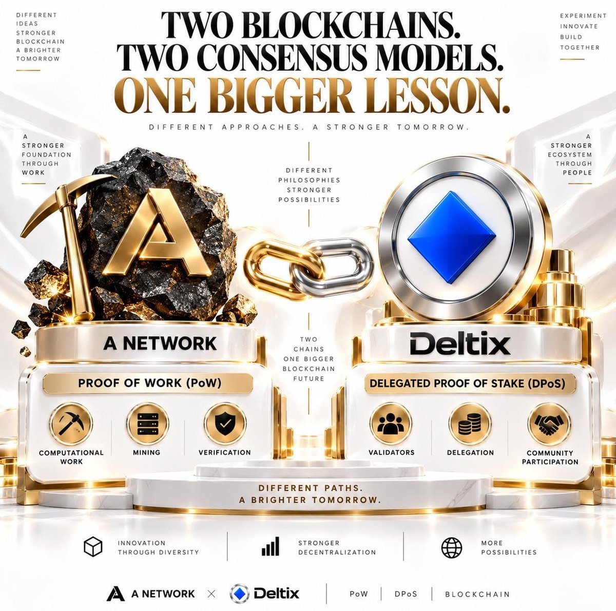 Theminingaudit's tweet photo. ⛓️ TWO BLOCKCHAINS. TWO CONSENSUS MODELS. ONE BIGGER LESSON.

Most people look at A Network × Deltix and see two names.

Look closer. 👀

You’re seeing two different philosophies for securing a blockchain.

⛏️ A Network → Proof of Work (PoW)
Computational work. Mining. Verification.

💎 Deltix → Delegated Proof of Stake (DPoS)
Validators. Delegation. Community participation.

One relies on work to secure the network.
The other relies on stake and delegated validation.

Neither story needs to be forced into the other.

Because blockchain isn’t about building everything the same way.

It’s about experimenting with different architectures, different incentives, and different paths toward decentralization.

And that’s what makes this comparison so interesting:

PoW vs DPoS.
Mining vs Delegation.
Two chains. Two approaches.

The real question isn’t:

“Which one looks better?”

It’s:

“Which model fits the network you’re trying to build?” ⚡

That’s the conversation worth having.

A Network × Deltix
⛏️ PoW | 💎 DPoS | ⛓️ Blockchain

#ANetwork #Deltix #DLTX #ANET #wANET