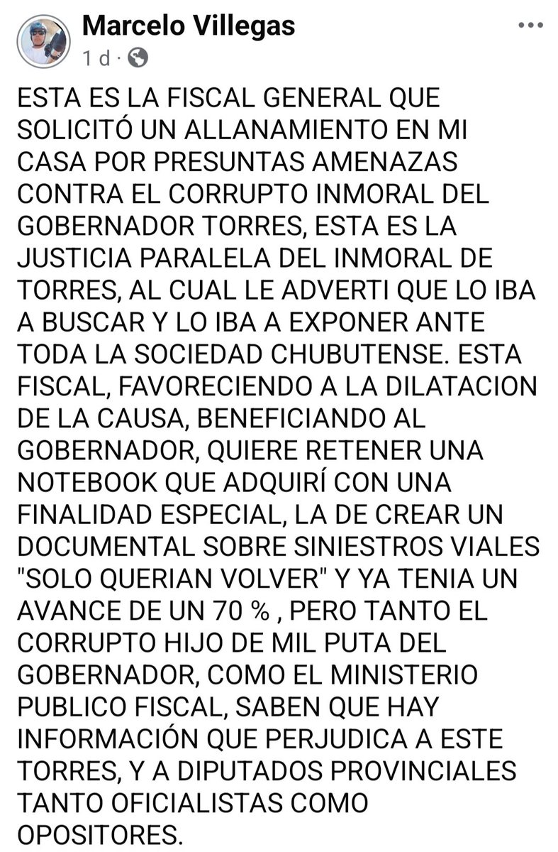CHUBUT__News's tweet photo. "SOLO QUERÍAN VOLVER"
▪️Allanaron la casa de MARCELO VILLEGAS, creador del documental que pretende dejar registro sobre siniestros  viales en Chubut.
▪️Pasen por su facebook ✍️ https://t.co/dUiH7yUZxH