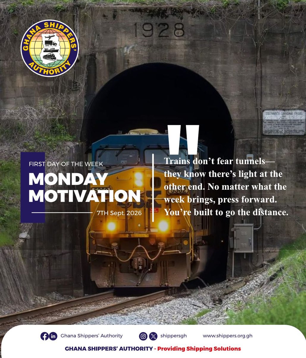 shippersgh's tweet photo. Your Monday Dose of Motivation
#TransitTrade #ShipperCommittees #Importers #ShipperRegistration #Shippers #exporters #ghanashippersauthority https://t.co/j4ylGGptZ9