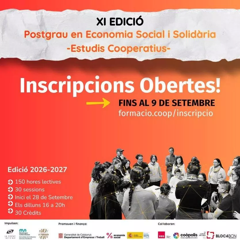 ciutatinvisible's tweet photo. Darrers dies d'inscripcions al #PostgrauESSCoop! 

Amb docents de cooperatives com:
@ciutatinvisible @Espailatregua #FGCAdvocats
@CollectiuRonda @Coop57Catalunya @CoophalalE @quesoni @SomEnergia @abarkacoop @sostrecivic @idrabcn @arestacoop o @BATEC.

https://t.co/Sui4mM3gho https://t.co/Els6VGLKvf
