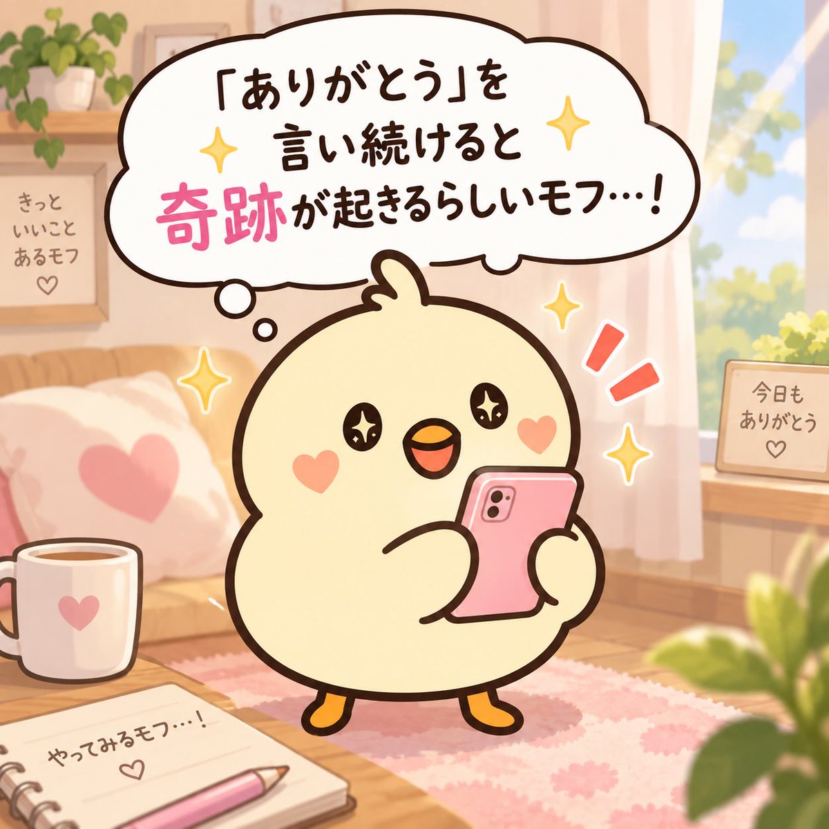 chatton_mofu's tweet photo. ありがとうの魔法を実践してみるモフ🐥
 #ちゃっとん  #ありがとう  #引き寄せ https://t.co/45exQD1MHG