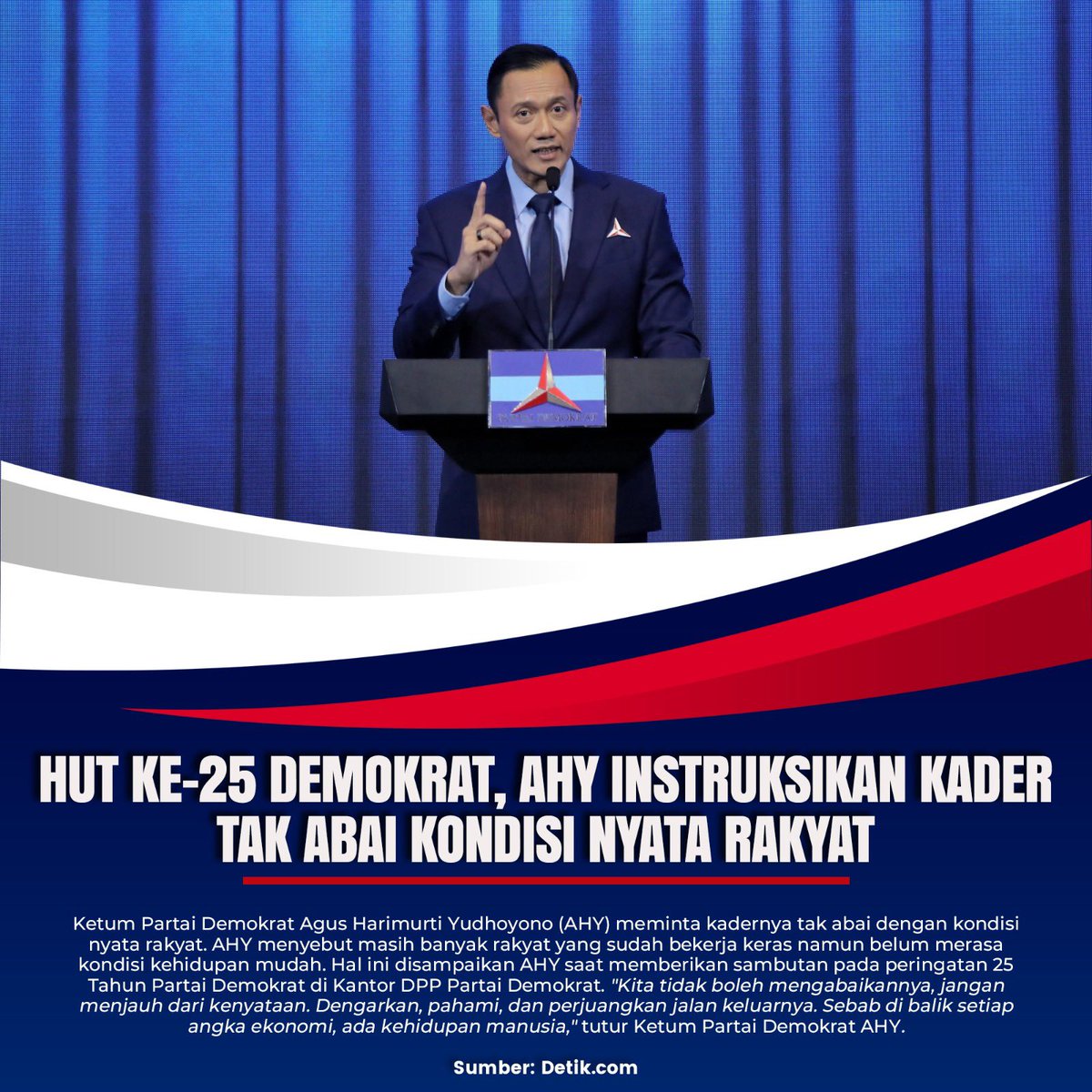 AHY_friend's tweet photo. Ketum AHY meminta agar kader Partai Demokrat tak abai dengan kondisi nyata rakyat saat ini. https://t.co/0N924QwQVi