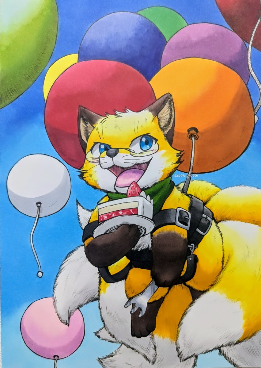 sb69crow0906's tweet photo. 風船🎈飛ばないけど
お誕生日おめでとう‼自分‼🎂🎉✨

風船飛ばないので代理のくおきた君を
風船で飛ばしてみました🎈🦊✨

#ハッピーバースデー https://t.co/eiv1yFpKrC