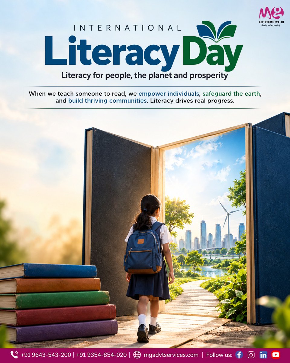 mg_digital_'s tweet photo. Literacy opens doors to a brighter future. 

This International Literacy Day, let’s celebrate the power of learning, knowledge, and equal opportunities.

#InternationalLiteracyDay #RightToEducation #EmpowerThroughEducation #FutureThroughEducation #EducationForFuture https://t.co/G92XxAAaKE