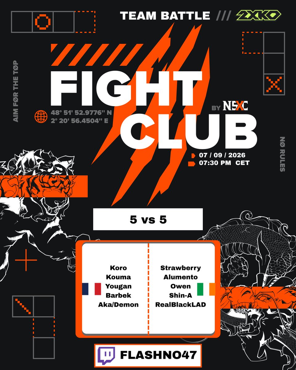 FlashNo47's tweet photo. Yo l'élite ! Le patch c'est demain ! 
Donc disons au revoir au patch actuel dans la bonne ambiance ( ou pas🤬) 😤

Le @SyndicatDTC est venu me chercher pour participer au Fight Club en me demandant de leur envoyer qui je voulais. 

On a qu'une seule parole : l'équipe d'Irlande a répondu présent. C'est l'occasion de voir si tout ça c'est du cinéma ou si le syndicat a vraiment step up ! 

On se retrouve ce soir pour l'un des derniers FIGHT CLUB online sur 2XKO . 

19h30 / https://t.co/1b86BuPk61