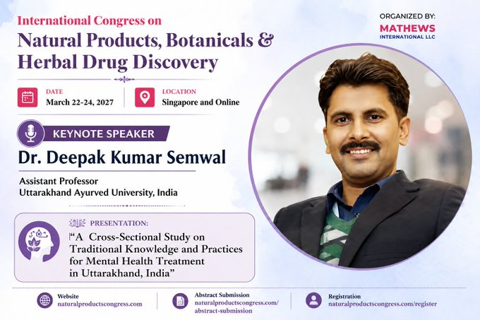 NP_Discovery's tweet photo. 🔬 Traditional Knowledge Meets Modern Research
Discover Dr. Deepak Kumar Semwal’s research on traditional mental health practices in Uttarakhand at NP Discovery 2027.
📅 March 22–24, 2027 | 
🌏 Singapore &amp;Online
https://t.co/1j65BPzJdN https://t.co/Sif1MtHo06