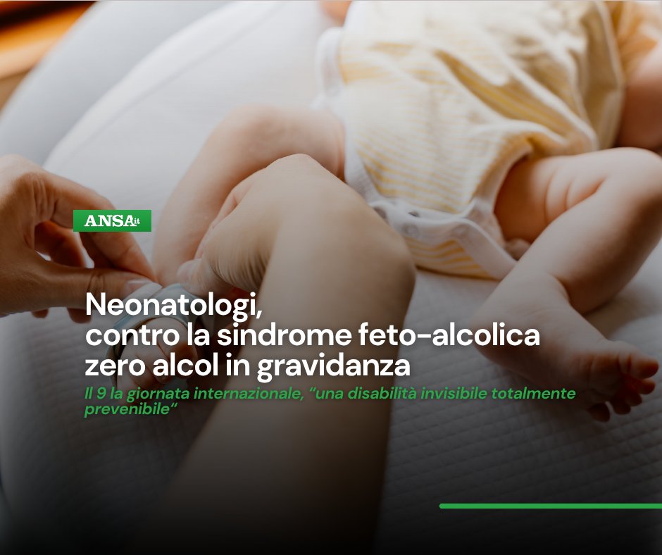 ANSA_Salute's tweet photo. In occasione della Giornata internazionale della sindrome feto-alcolica e dei disturbi correlati, che ricorre il 9 settembre, la @SIN_neonati richiama l'attenzione sul tema ribadendo l'importanza della prevenzione tramite l'astinenza.
#ANSASalute
➡️ https://t.co/szxck1vJSt https://t.co/jRRYZ9dc6P