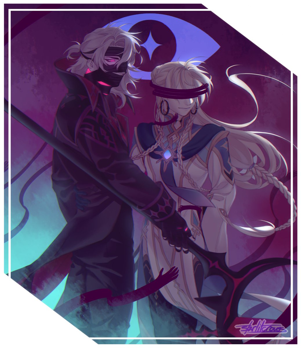 starlitcrows's tweet photo. - sin, sacrilege, and servitude 
(genshin AU + gift for a friend)
#rerir #vedrfolnir https://t.co/gEaAtU3Jo6