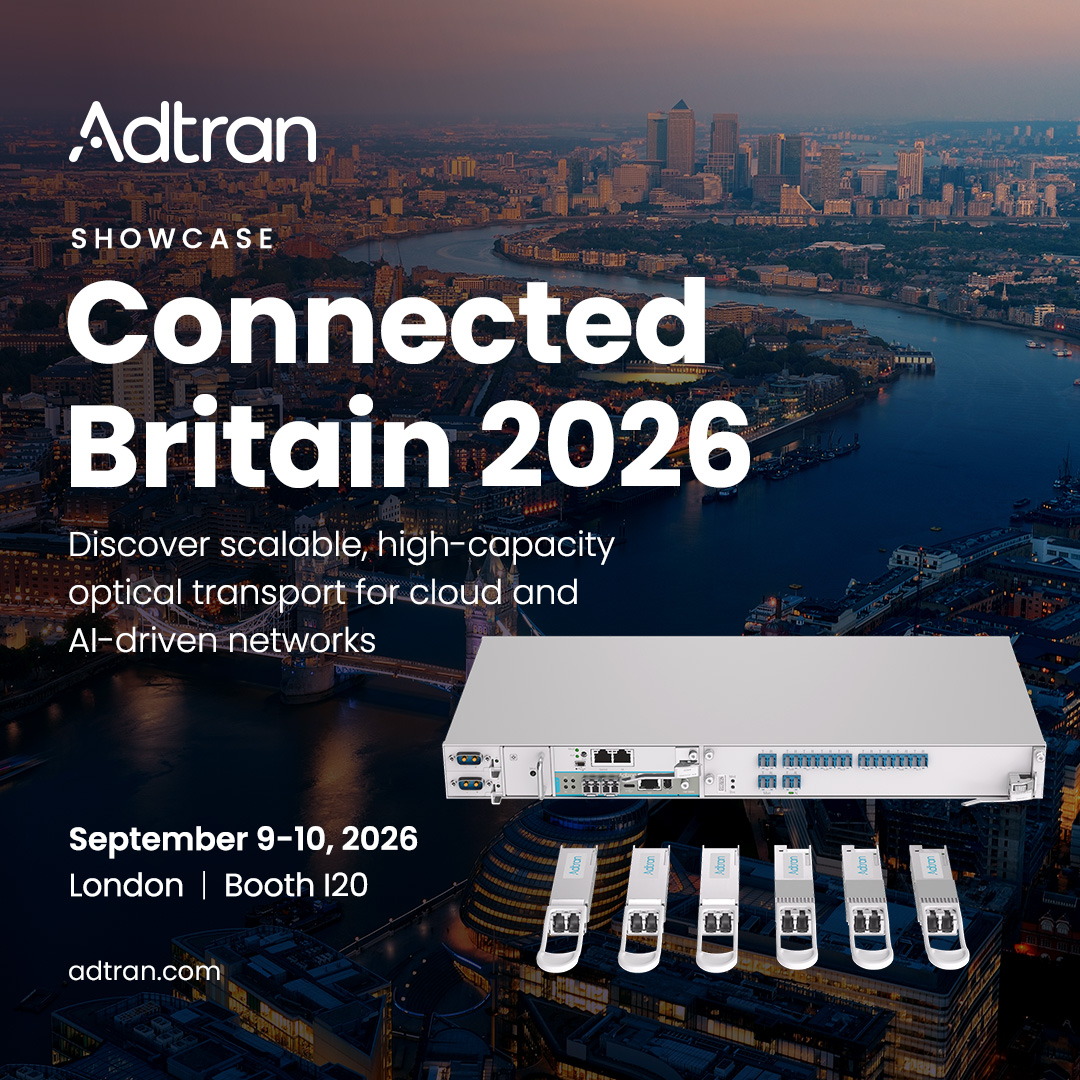 Adtran's tweet photo. Join us at #ConnectedBritain 2026 to see how our FSP 3000 IP OLS and coherent pluggables are helping operators keep pace with rising traffic demands from cloud services and AI applications.
Book time with our team and learn more 🔗 https://t.co/T1xdQuNGRc https://t.co/7FFE0kvYhY