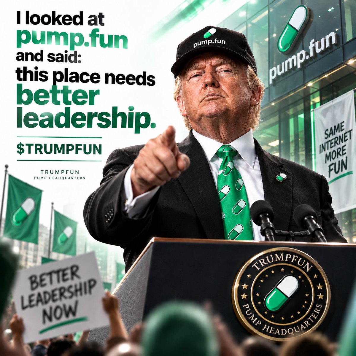 trumpfun_spl's tweet photo. I looked at https://t.co/kpp5Xt82N2 and said: this place needs better leadership.

$TRUMPFUN

#TRUMPFUN #PumpFun #GMGN #Solana https://t.co/p6ncgDh4HE