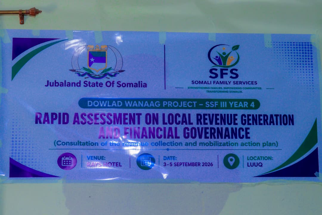 SFSorgj's tweet photo. LUUQ, GEDO, JUBALAND: Somali Family Services (SFS), in collaboration with the Jubaland State of Somalia, conducted a training on Domestic Revenue Mobilization and Financial Management in Luuq District. https://t.co/SDuaQ3fG6V