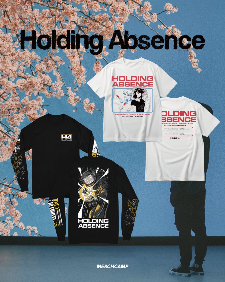 merch_camp's tweet photo. 先日、大盛況のうちに来日公演を終えたHolding AbsenceのJAPAN TOUR限定マーチが、ついにMERCHCAMPにて販売開始!!!

このJAPAN TOUR限定マーチを手に入れられるのはMERCHCAMPだけ!! ぜひGETしてください!!!

Holding Absence Japan Merch https://t.co/vHEd3OChx0

@HoldingAbsence 
@DHB_darkhorses https://t.co/jpi2Emx4MK