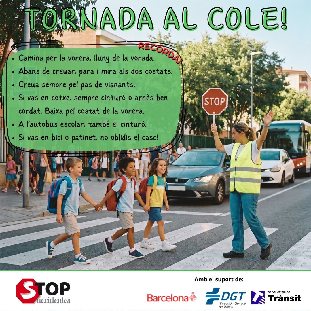 StopAcciCat's tweet photo. Que l'única preocupació dels infants aquest curs sigui aprendre, divertir-se i fer amics. 👨🎓👩🎓
Assegurem el seu #caminescolar des del primer dia.
Fomenta l'educació viària, el respecte, l'empatia i predica amb l'exemple. 👨👩👧👦Feliç tornada a l'escola! #ANCAS #TornadaAlCole https://t.co/yCwiB783HD