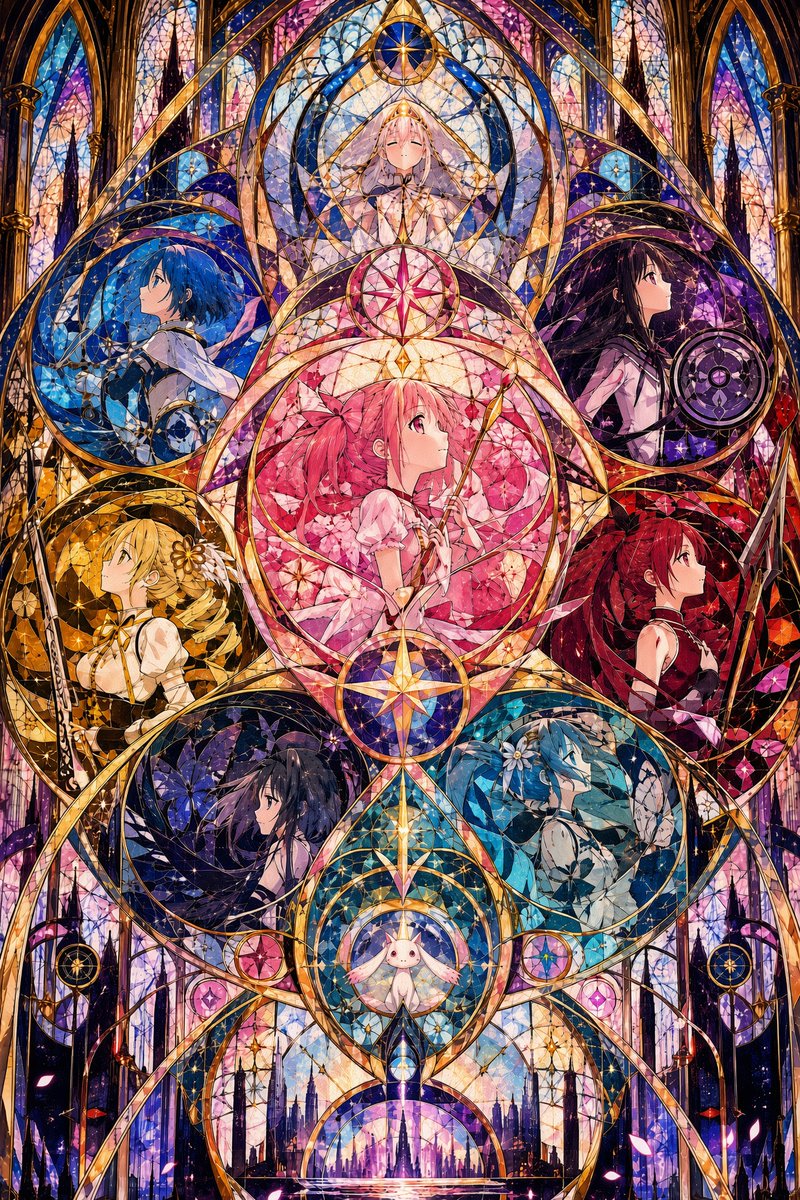 gw499can's tweet photo. 劇場版 魔法少女まどか☆マギカ
〈ワルプルギスの廻天〉

ステンドグラス風
Safe For Work illustration
#AIart #ほむら #まどか https://t.co/6cTiBJaB86