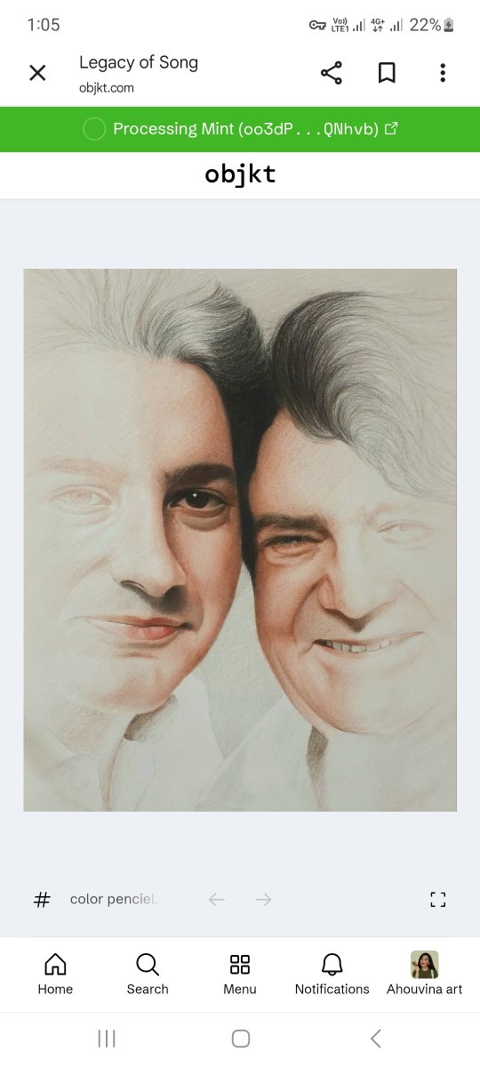 ahouvinaa's tweet photo. 🎨 New Drop on @objktcom

Title: Legacy of Song
Edition: Unique Edition
Medium: Colored Pencil
Price: 5 $XTZ

Two souls intertwined — their spirits may drift, but their song remains eternal.

Collect here:
https://t.co/AhF3C50aqq

#TezosArt #CleanNFT #objkt https://t.co/94kz43tTZr