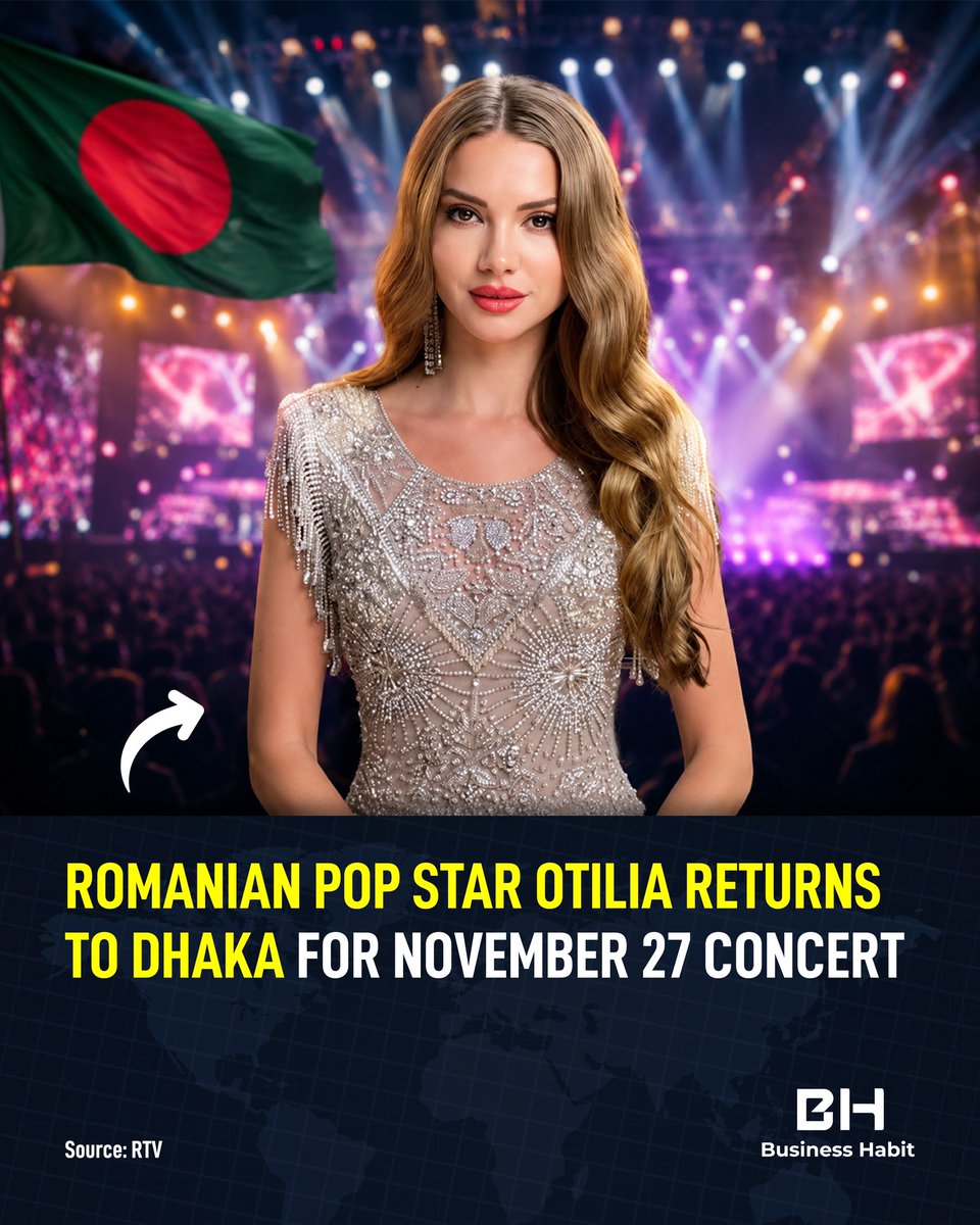 JolynnQuelch's tweet photo. Romanian pop star Otilia Bruma returns to Dhaka for a special live concert on November 27, 2026, organized by Imakers Bangladesh. Following her acclaimed 2022 debut, she promises another unforgettable night for Bangladeshi fans. https://t.co/cKme7thLba