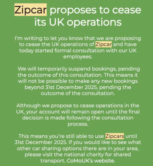 climacritic's tweet photo. Si scopre che il costo di gestione di una flotta elettrica è significativamente più alto di una flotta a benzina.

Zipcar, il car club di proprietà di Avis, sta chiudendo nel Regno Unito.

L'azienda cita i prezzi dell'elettricità alle stelle per la sua flotta di veicoli elettrici, dichiarando di recente all'Assemblea di Londra che gli operatori stanno uscendo, e i costi di gestione dei veicoli elettrici sono molto più alti rispetto alla benzina (ad esempio, i costi di ricarica rapida sono aumentati del 28% in due anni).

L'economia non regge più.

Il fallimento di Zipcar smaschera un'altra illusione di Net Zero che è stata alimentata solo da sussidi governativi e slogan vuoti.