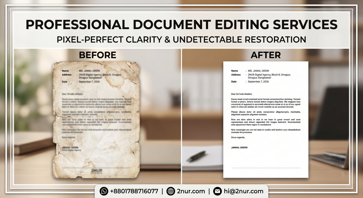 EditMasterPDF's tweet photo. ✨ Professional Document Editing Services!

🔒 100% Private &amp; Crystal-Clear Finish
💳 Global Payments Accepted
📥 Send your file to 2NUR Digital Agency:
📲 WhatsApp: +8801788716077
🌐 Website: https://t.co/V1vltcvxwB

#ProfessionalDocumentEditing #DocumentRestoration #Pixel https://t.co/5T5Glbf6OJ