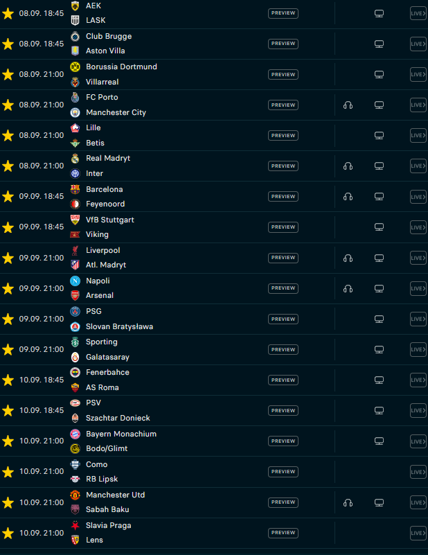 bb1995t's tweet photo. Typer na 1. Kolejkę Ligi Mistrzów:
#AEKLASK 0-1
#CBRAST 2-3
#DORVIL 3-1
#FCPMCI 2-2
#LILBET 1-1
#RMAINT 2-1
#BARFEY 3-1
#VFBVIK 3-0
#LIVATM 1-1
#NAPARS 1-2
#PSGSLO 5-1
#SPOGAL 2-2
#FENASR 2-1
#PSVSHA 4-2
#MONBOD 3-2
#COMRBL 1-1
#UNISAB 2-1
#SLALEN 0-0 https://t.co/kmwJu5LEFE