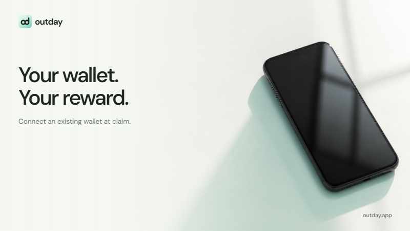 OutDayApp's tweet photo. Already have a wallet? Use it to claim your Outday reward.

Connect the receiving wallet and confirm ownership. You don't need to create another one just for the app.

New users get the embedded-wallet option in the same claim flow.

https://t.co/XG0zqubmbQ https://t.co/7oavz98pkQ