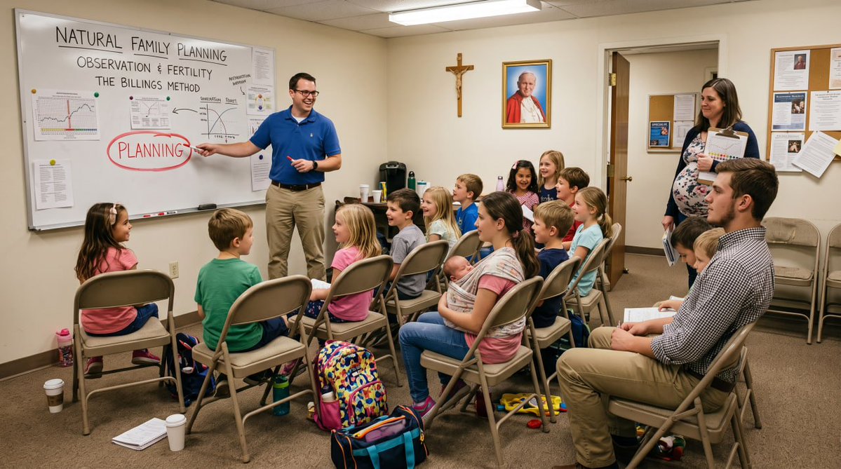 ThePontifico's tweet photo. Father Of 12 Selected To Teach Parish NFP Class, Asked To Spend More Time On ‘Planning’ Portion. Details in the comments. https://t.co/WBy3sRx5x5