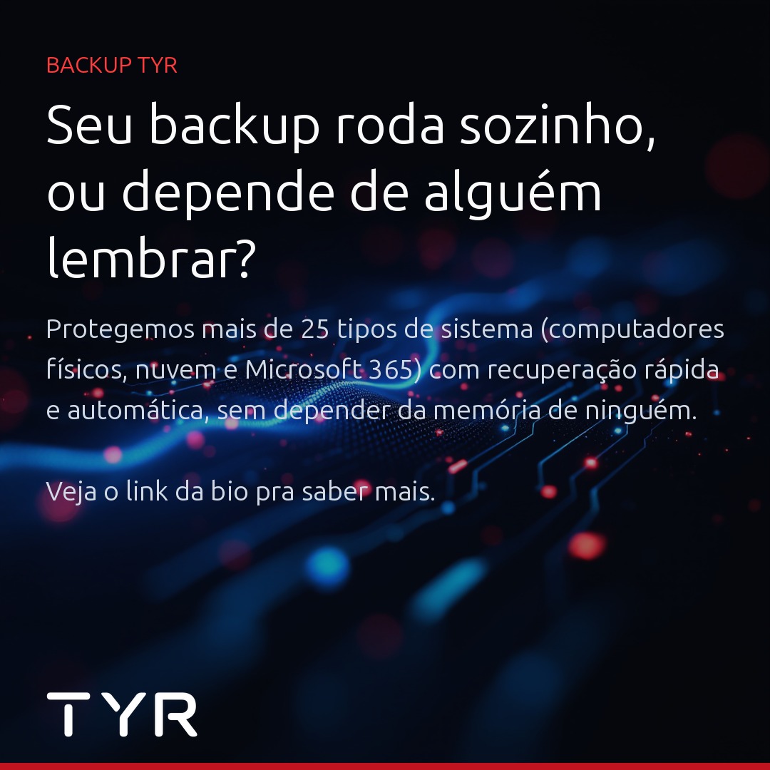 tyr_iT's tweet photo. Backup que ninguém confere não é proteção, é aposta. A TYR automatiza o backup de +25 tipos de sistema (físico, nuvem, M365), com recuperação rápida em falhas ou ataques. Saiba mais: https://t.co/hVz95leOuq #BackupCorporativo #TYR https://t.co/4lhZmEYMxT