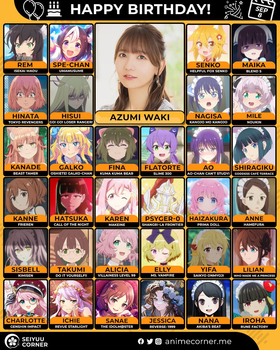 seiyuucorner's tweet photo. Happy birthday Azumi Waki! 🎉 

Let's wish Ajuju all the best @azumi_waki

#AzumiWaki #和氣あず未 #和氣あず未生誕祭2026 https://t.co/aSvQL4XMRA
