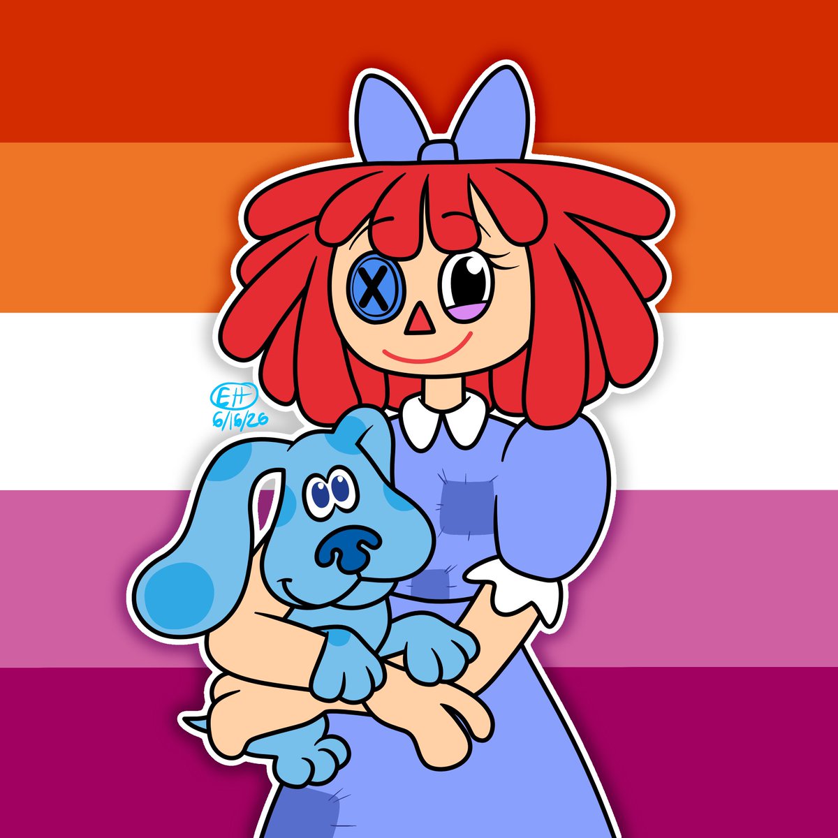 Necrozmalover's tweet photo. My discord pfp of ragatha holding blue from blues clues. Blue will always have a place in my heart no matter what. I was still getting a feel for how I wanted to draw ragatha at the time. Honestly I still am lol https://t.co/pguJigmzQf
