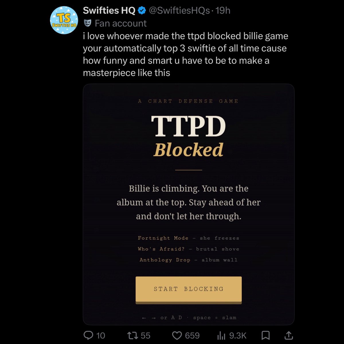 violetbils's tweet photo. swifties will make a whole ai game out of “ttpd blocked billie” and they repeat it as a drag but deep down they’re bitter asf that hmhas (10 tracks) outstreamed ttpd (31 tracks) and showgirl (11 tracks) 😭 https://t.co/lF43rWEHYV