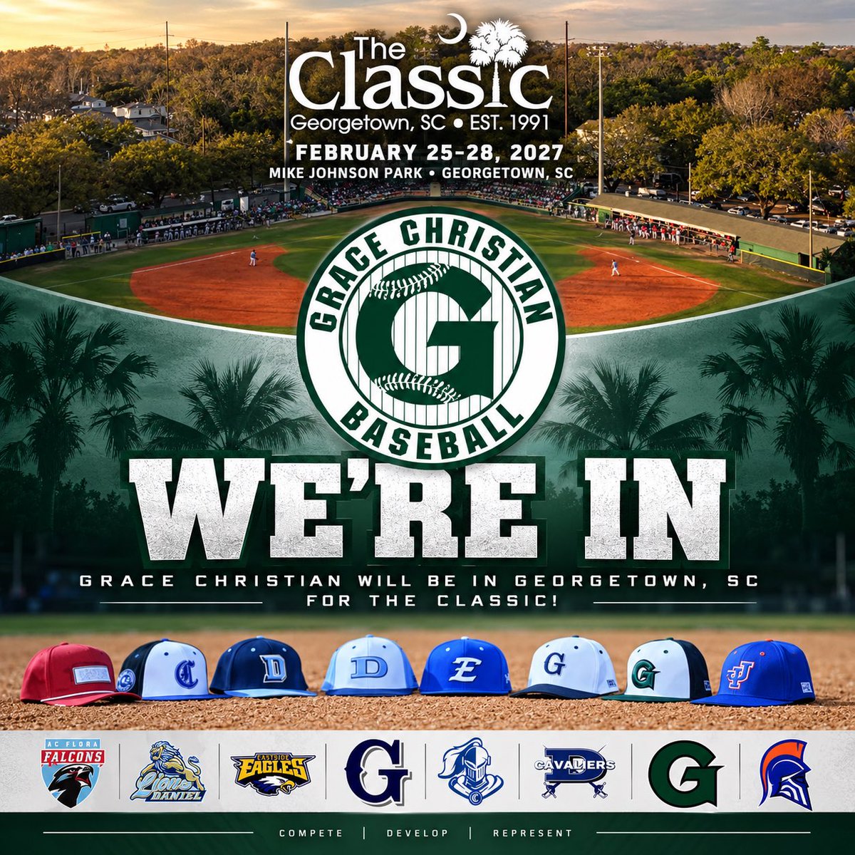 GCS_GraceBsbl's tweet photo. We are excited to join this ELITE group of teams in this years exclusive “The Classic” in Georgetown, SC. See you in February! #theGboys #Built4More https://t.co/mZEHs5rxK9