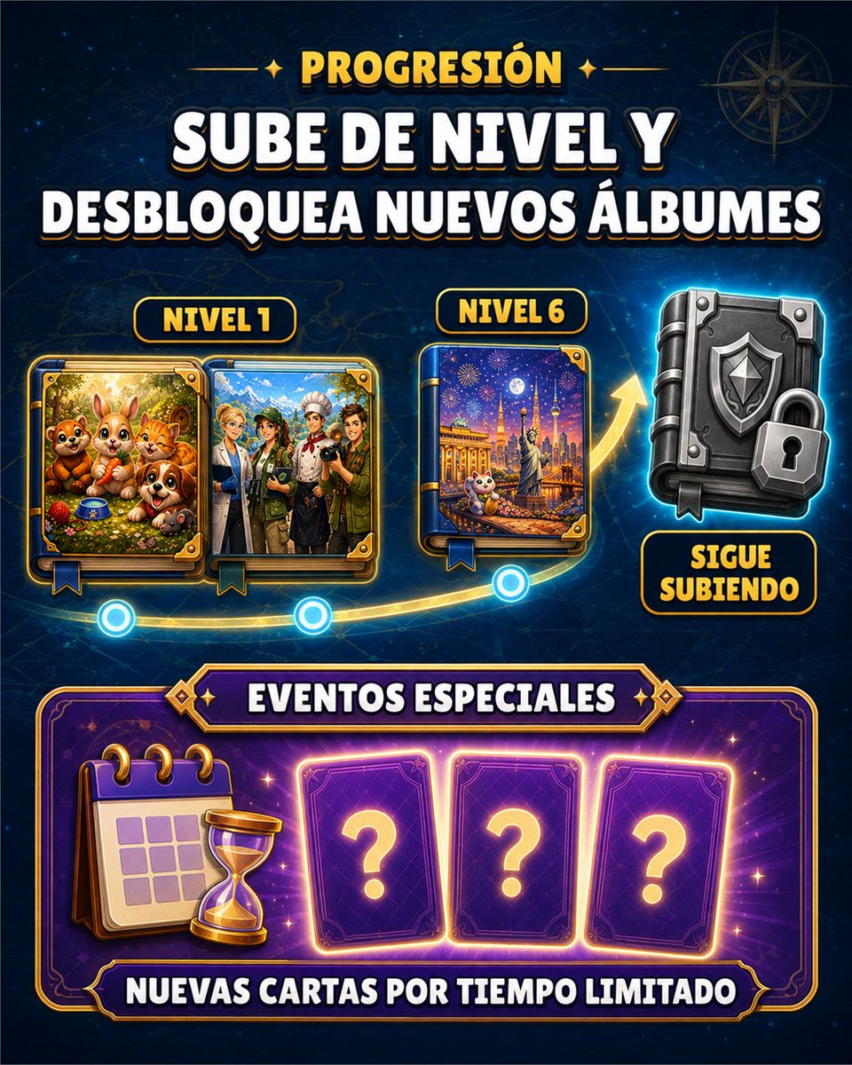 CardQuest_Game's tweet photo. Tu colección crece contigo. 📚🎴 Sube de nivel para desbloquear nuevos álbumes y descubre cartas especiales en eventos por tiempo limitado. ⏳ Completa cada álbum, consigue su logro y recibe cofres de recompensa. 🏅🎁

#CardQuest #IndieGame #Coleccionismo https://t.co/j0g7NQUJdk