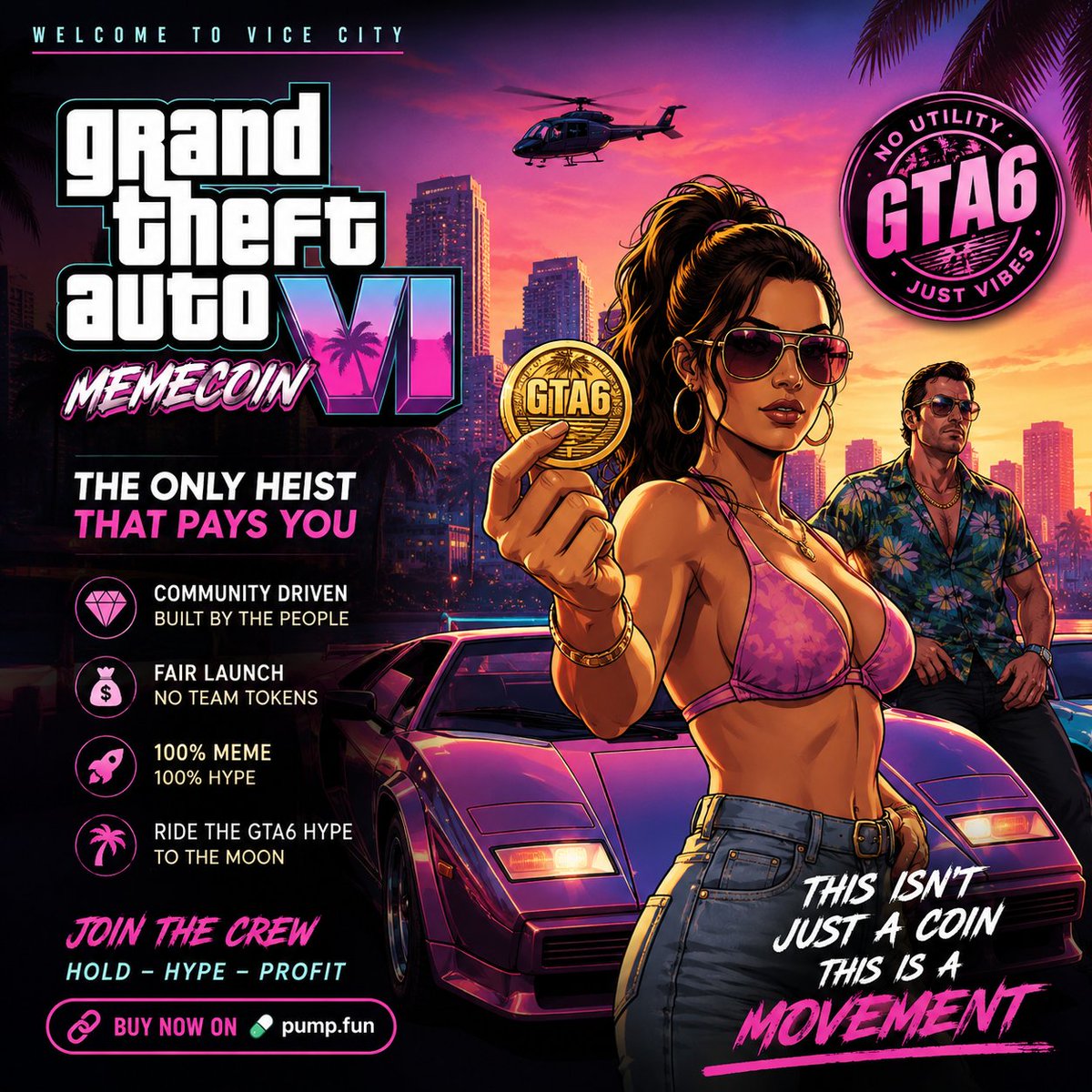 GTAVISOL1's tweet photo. @ragedyor 🚨 THE GTA6 MEMECOIN IS LIVE 🚨

🔥 Community-driven
💎 Built for the meme
🚀 Early community = early access

Think GTA6. Think memes. Think BIG.

🪙 Grab your tokens here 👇\

"https://t.co/IlnrAwS48V" (https://t.co/IlnrAwS48V)

#GTA6 #GTA6Memecoin #Solana #Memecoin #PumpFun https://t.co/G90f9wfYyR
