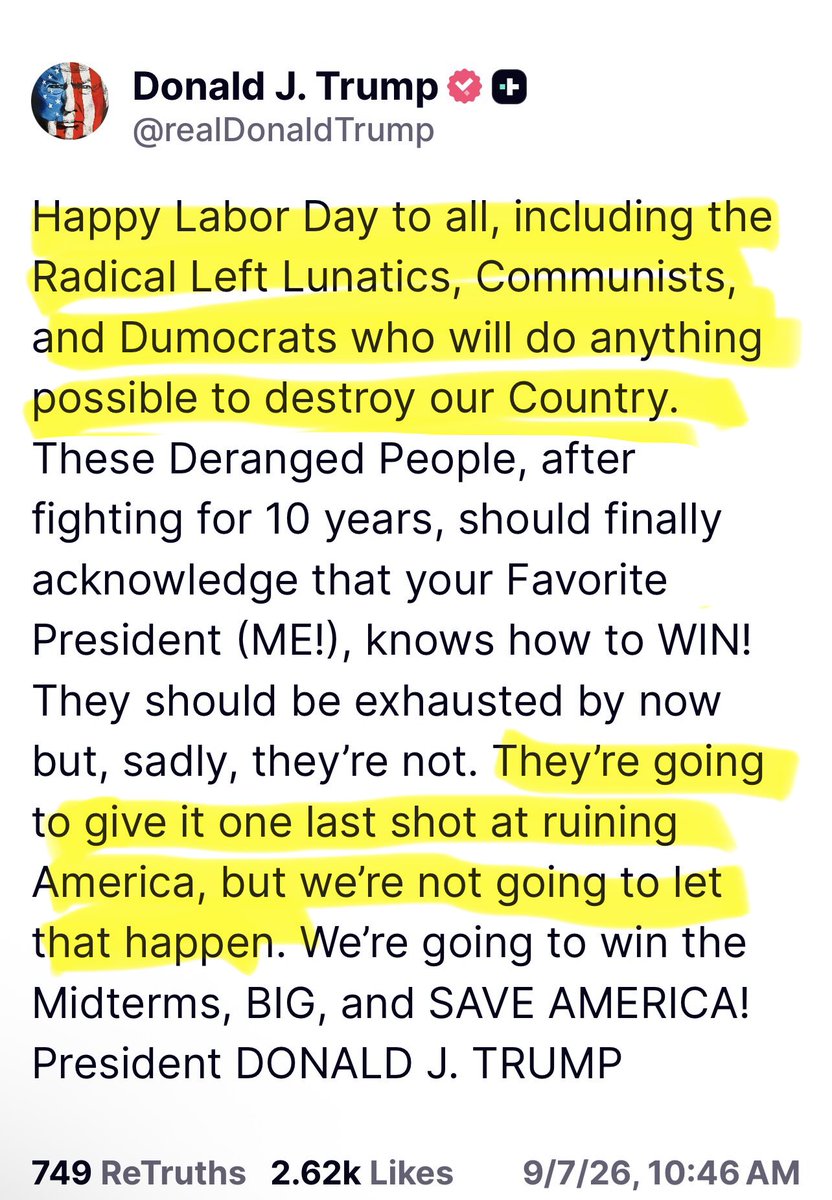 Juliedonuts's tweet photo. PRESIDENT TRUMP POST:

“They're going to give it one last shot at ruining America, but we're not going to let that happen.” 

Fights on. WE WIN‼️💥🇺🇸 I have a good feeling it’s going to get wild. 🙏 PRAY!🙏 https://t.co/VMgaGNqmZ0