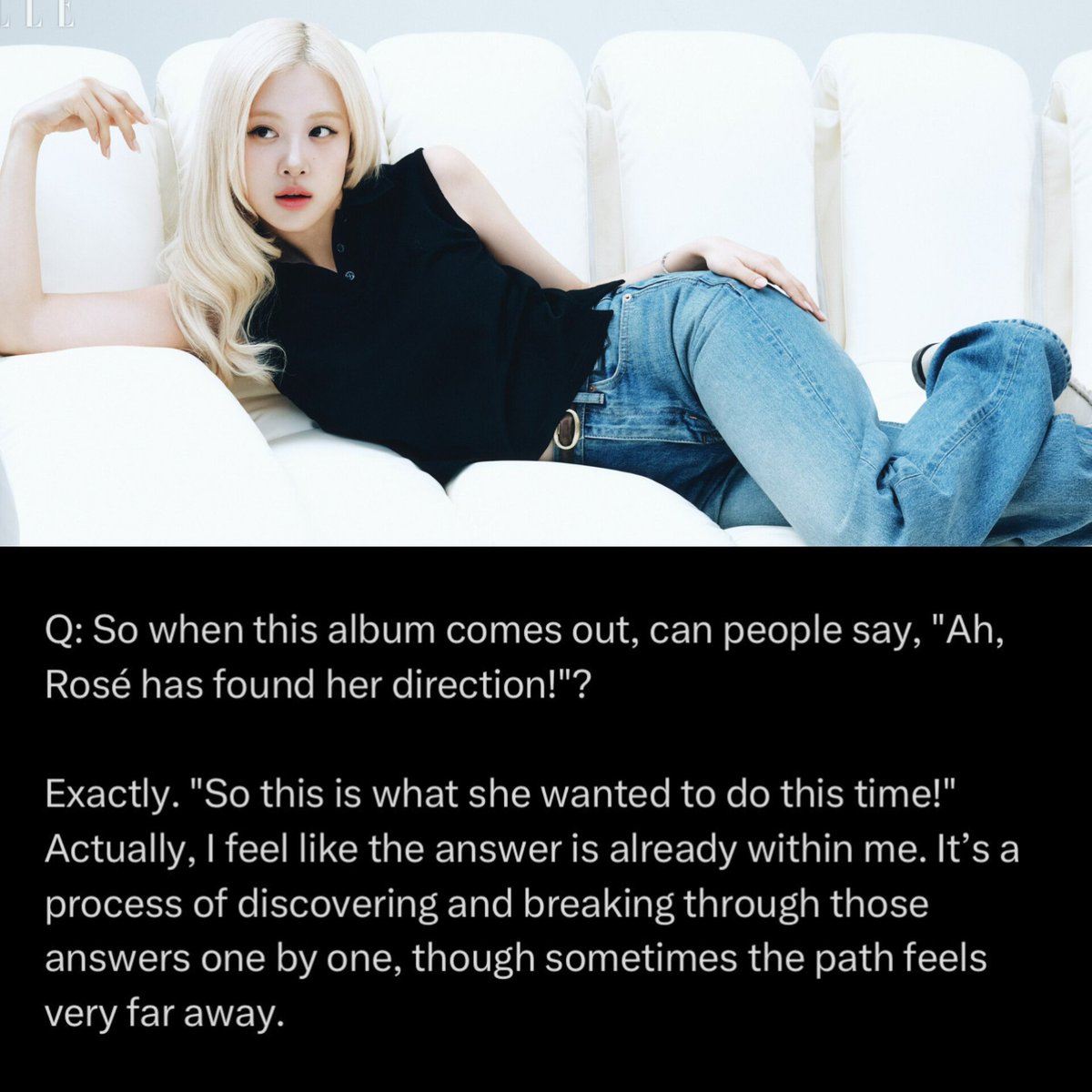 RoseanneBase's tweet photo. ROSÉ's second album is definitely going to be different from 'rosie' 👀💗

💭: So when this album comes out, can people say, “Ah, Rosé has found her direction!?”

🐿️: Exactly. “So this is what she wanted to do this time!” https://t.co/sGSG6awzmi
